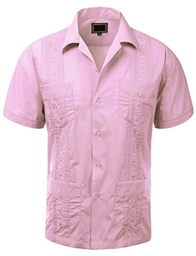 Guytalk Men's Cuban Guayabera Button-Down Short Sleeve Shirt