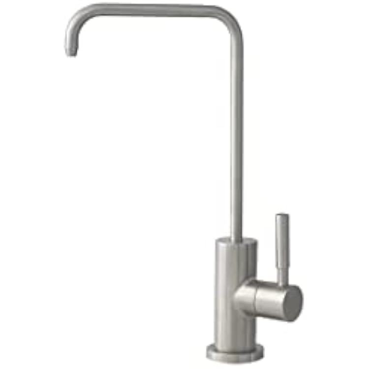 Stylish Drinking Water Faucet Stainless Steel Ceramic Core Cartridge Single Handle High Arch 360 Degree Rotate able Spout Reverse Osmosis Faucet Brushed Stainless Steel Finish, K-147S