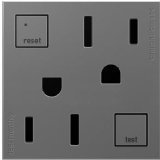 Legrand Adorne Pass & Seymour Tamper-Resistant Self-Test Electrical GFCI Outlet, 15A, Magnesium Finish, 4-Pack, AGFTR2152M4-4PK