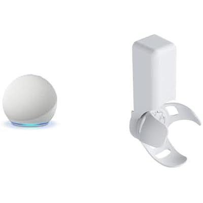 Echo Dot Bundle: Includes Echo Dot, Glacier White and Made for Amazon Outlet Hanger, Glacier White.