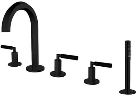 Shower head set, 5 Hole Bath Shower Mixer Tap Chrome Bathroom Mixer Tap with Shower Double Tap Shower Attachment for Bath,Black