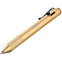 Ridge Bolt Action Pen - CNC Machined Everyday Carry Pen, Knurled Grip, Pressurized Refill, Manganese Spring Steel Clip, Compact Pocket EDC Pen with Schmidt EasyFlow 9000 (24K Gold)