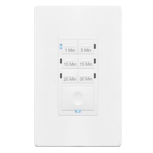 ENERLITES Countdown Timer Switch for Bathroom Fans and Lights, 1-30 Min, Neutral Wire Required, UL Listed, White