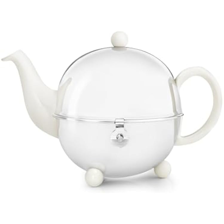 bredemeijer Cosy Teapot, 0.9-Liter, Ceramic Spring White with Insulated Shell