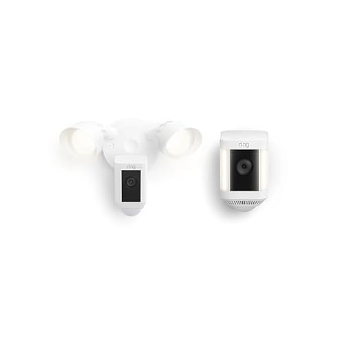 Ring Floodlight Cam Plus with Ring Spotlight Cam Plus, Battery White