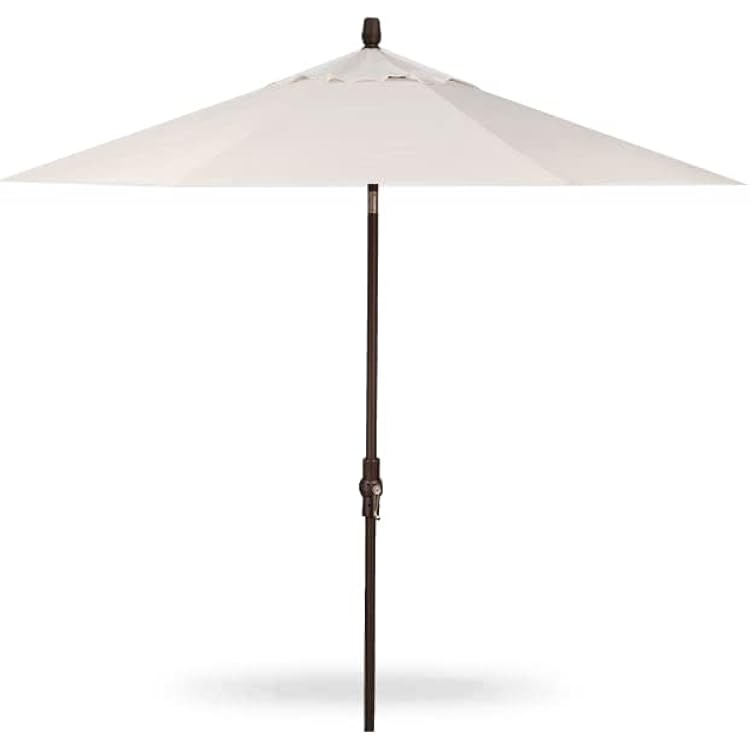 Treasure Garden 9ft Patio Umbrella Built-In Light Strips & USB Port Cordless Outdoor Market Umbrella Deluxe Starlux Collar Tilt Bronze Aluminum Frame Sunbrella, Canvas