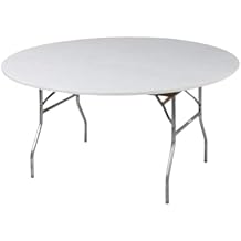 Kwik-Covers 72" Round Fitted Plastic Table Covers, Bundle of 5 (White)