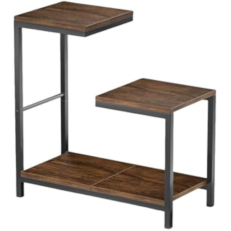 Snughome Desktop Shelf, 3 Tier Desk Shelf, Wood Desktop Bookshelf Organizer Storage Rack, Freestanding Adjustable Shape Display Shelf for Office, Dorm, Home, Rustic Brown