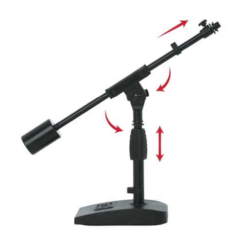 Gator Frameworks Short Weighted Base Microphone Stand with Telescopic Boom Arm and 2.5 Lbs Counter Weight, Ideal for Desktop, Recording, and Streaming GFW-MIC-0822