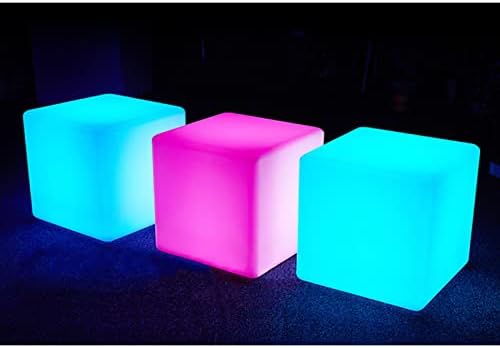 LED Square Glowing Cube Stool Chair Light RGB 16 Colors Waterproof Night Lights Rechargeable Cosmic Cube Lights Outdoor Furniture Stool with Remote Control for Home Bedroom Party Bar 17.1x17.1inch