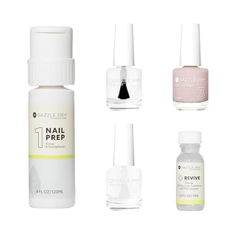 Dazzle Dry Full System Kit - Peacefully Me - A sheer pale pink with warm undertones. (5 Piece Kit)
