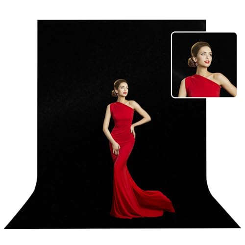 BEIYANG 5X10FT Black Velvet Backdrop Screen, Pure Black Background Screen for Photography, Portrait, Product,Video Shooting, Background Cloth for Studio,Party,Decoration