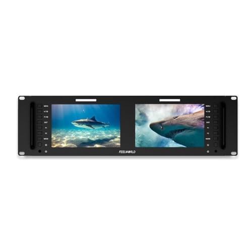 FEELWORLD D71 Plus-H Dual 7 Inch 3RU Rack Mount Monitor with Waveform 3D LUT 4K HDMI AV Input and Output 1920x1200IPS