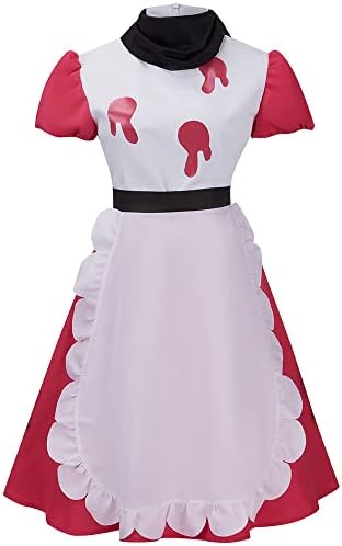 Cos-Animefly Adult Unisex Cosplay Costume Dress Apron with Gloves Uniform Set for Women Men Halloween Party Outfit