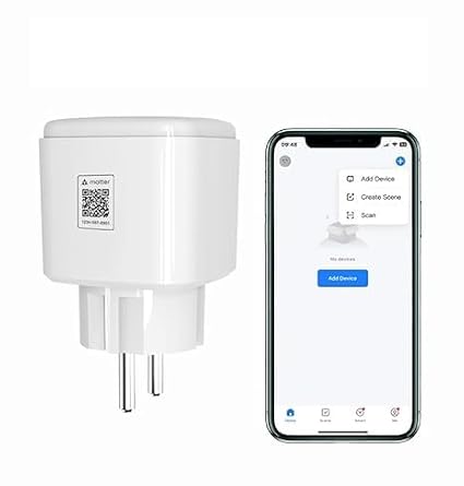 Matter Smart Plug Works with Homekit , Alexa, App and Voice Control,EU Standard,20A