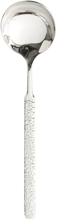Cutlery Flatware Cutlery Set, 1/4/6/8/10/12 Pieces 304 Stainless Steel Round Handle Modern Simple Household Hammer Pattern Long Handle Spoon 304 Stainless Steel Round Din,Silver-12 Pieces