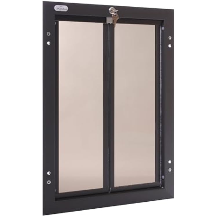 Plexidor Performance Door Mount Pet Doors - with Lock and Key - Energy Efficient Two Panel - Bronze Large Plus