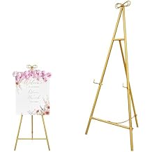 Gold Easel Stand for Sign, 55'' Adjustable Easel Stand for Display, Metal Easel Display Stand Heavy Duty(Round Tube)