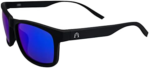 Alpha Omega AO6 Motorcycle Sunglasses Polarized Sports Riding Glasses Black Frame Blue Mirror Lens