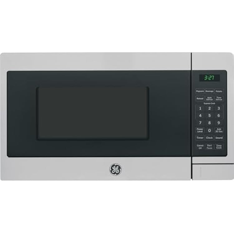 GE Spacemaker Countertop Microwave Oven, 0.7 Cu. FT, 700W with Removable Turntable, 6 Auto Menus, Instant On Controls, Easy Auto or Manual Defrost, Optional Hanging Kit, Stainless Steel