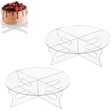 Acrylic Cake Stand with Base, Plastic 1 Tier Round Clear Cupcake Holder Dessert Macaron Display Rack Serving Platter for Birthday Tea Party Wedding (2 Pack)