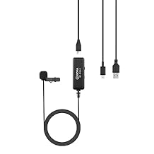 Boya BY-DM10 Digital Omnidirectional Lavalier Microphone with Lightning & USB Output Cables for iPhone, iPad & MAC/PC Computers, Black