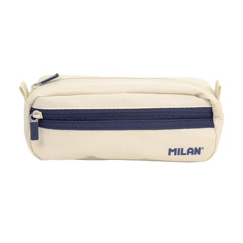 MILAN Rectangular pencil case 2 zips 1918 series, beige