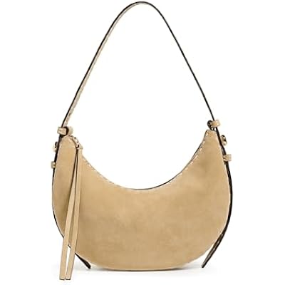Tory Burch Womens Romy Suede Pick Stitch Half Moon Bag