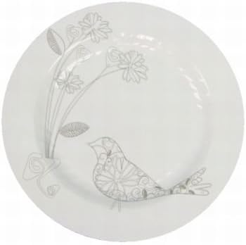 Masterpiece Floral Bird 10-1/4-inch Plates, White 12 Per Pack