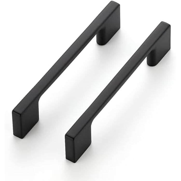 30 Pack Kitchen Cabinet Handles 3.75 Hole Center Wide Foot Drawer Pulls - Black Cabinet Pulls Solid Kitchen Hardware for Drawer Dresser Closet Door Handles