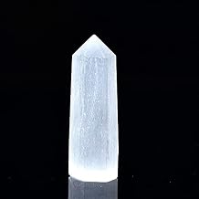Meditation Home 50-80mm Natural White Selenite Crystal Hexagonal Prism Natural Rose Quartz Wand Energy Gypsum Tower Home Furnishing Decor Gifts (Color : White Selenite, Size : 60-70mm)