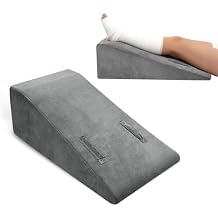 Leg Elevation Pillow, Trapezoidal Foot Elevation Pillow for Elevation for Swelling, Blood Circulation Support with Handle and Removable Cover (Grey)