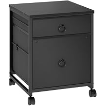 HOOBRO File Cabinet, 2-Drawer Vertical Mobile Office Cabinet, Rolling Printer Stand, for A4/Letter Size Files, Nonwovens Drawer, for Home Office, Black BB21WJ01