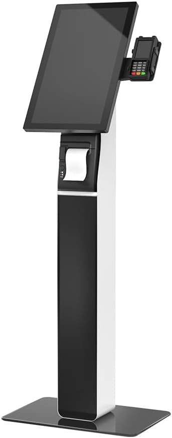 Kiosk VESA Floor Stand for 21.5/27-inch Displays All Metal, with Printer storage and card reader bracket