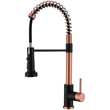 Avola Copper Pull Out Kitchen Faucet, Hands Free Touchless Kitchen Sink Faucet, Rose Gold Motion Sensor Activated Smart 304 Stainless Steel, Copper and Matte Black