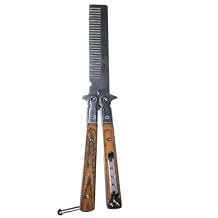 1 Pcs Metal Stainless Steel Wooden Handle Durable Folding Butterfly Comb Gift Set