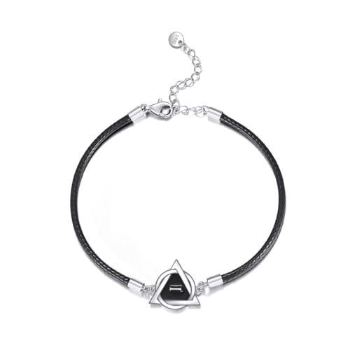 Sterling Silver Therian Leather Bracelet Jewelry Gift for Men