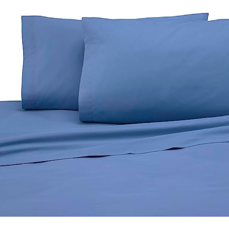 2 Pack Standard Pillow Cases Soft Breathable Pillow Covers Brushed Cotton Rich Blend Wrinkle Resistant Durable Easy Care Pillow Cases - Set of 2 Blue
