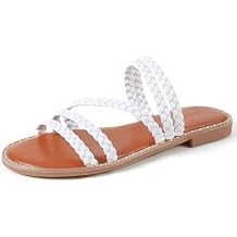 Greatonu Braided Sandals For Women 2025 Open Toe Fashion Slide Sandals Women Dressy Summer Flat US Size 6-11