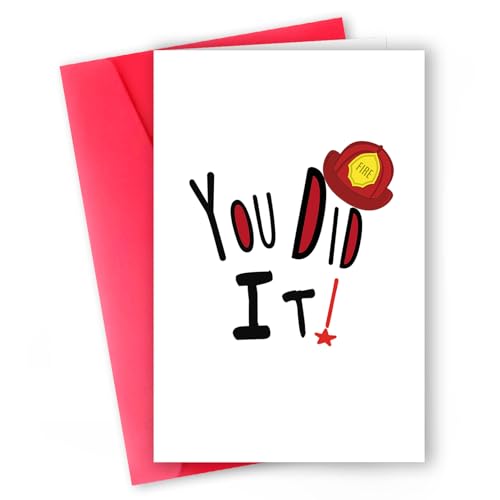 Fireman Graduation Card For Men, You Did It, Firefighter Graduation Congratulations Card, College Congrats Graduation Gifts For Fire Academy Classmate Student