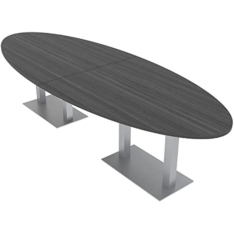 SKUTCHI DESIGNS INC. 8 Person Conference Table with Metal Bases | Modular Oval Meeting Table | Harmony Series | 10 | Asian Night
