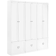 Crosley Furniture Harper 3-Piece Storage Cabinet Entryway Set with Storage Drawer and Hooks for Hanging, White