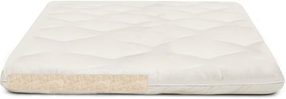 The Futon Shop 2 Inch Wool Organic Mattress Topper Twin - Soft Mattress Topper For Back Pain - Plush Mattress Toppers With Organic Cotton Case - Wool Bed Topper For The Best Pillow Top Mattress Topper