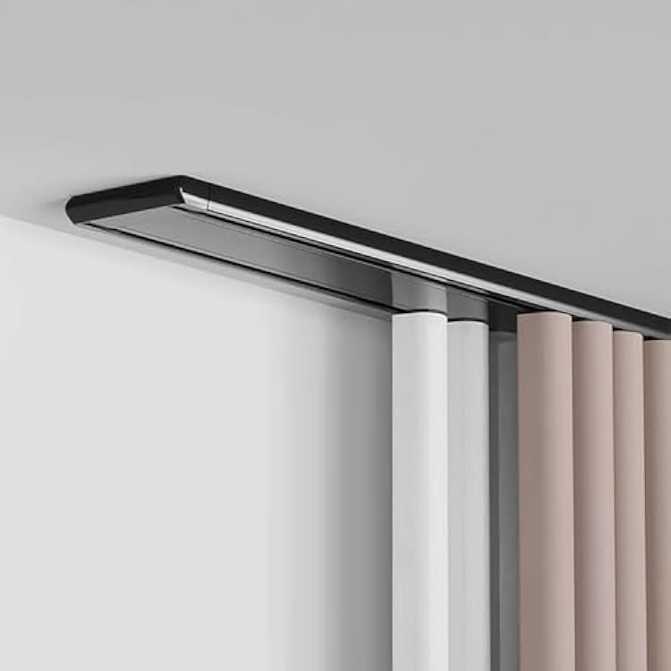 Double Row Curtain Track Silent Heavy Duty Drop Ceiling Curtain Track for Curtains-Room Divider for Living Room Bedroom Hospital Easy InstallBlack,2.8m9.2ft