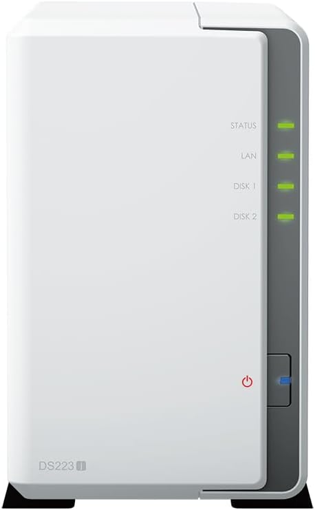 Synology DiskStation DS223j NAS Server with RTD1619B 4-Core 1.7GHz CPU, 1GB Memory, 4TB SSD Storage, 1 x 1GbE LAN Port, DSM Operating System