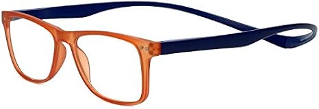 Magz Astoria Neck Hanging Magnetic Reading Glasses with Clear Lenses Orange Blue | Pull Apart Readers with Magnetic Bridge | Comfort Frame | Neck Hanging Reading Glasses | Magnification 3.50x