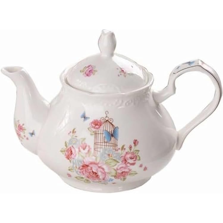 YBK Tech Strengthen Porcelain Coffee Pot Ceramic Teapot- Pink Rose Teapot
