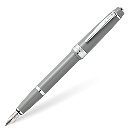 Cross Bailey Light Polished Gray Resin Extra-Fine Nib Fountain Pen - Professional Pen for Effortless Writing - Journaling, Note-Taking & More - Black Ink - Easy Handling - Includes Gift Box