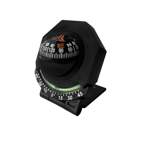 Car Compass, Small Car Compass, Car Dashboard Compasses Ball with Slope Meter, Foldable Adjustable Night Light Navigation Compasses Auto Accessories Universal for Marine Boat Ship