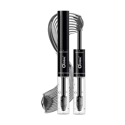 OCHEAL 2 In 1 Double Head Black Curled Lashes Eyebrow Cream Styling 3D Feathery Wild Brow Wax Eyebrows Brush 04#GREY